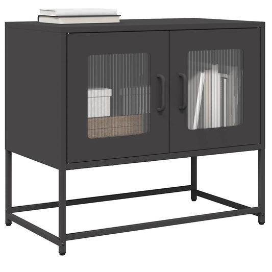 Meuble TV noir 68x39x60,5 cm en acier laminé à froid