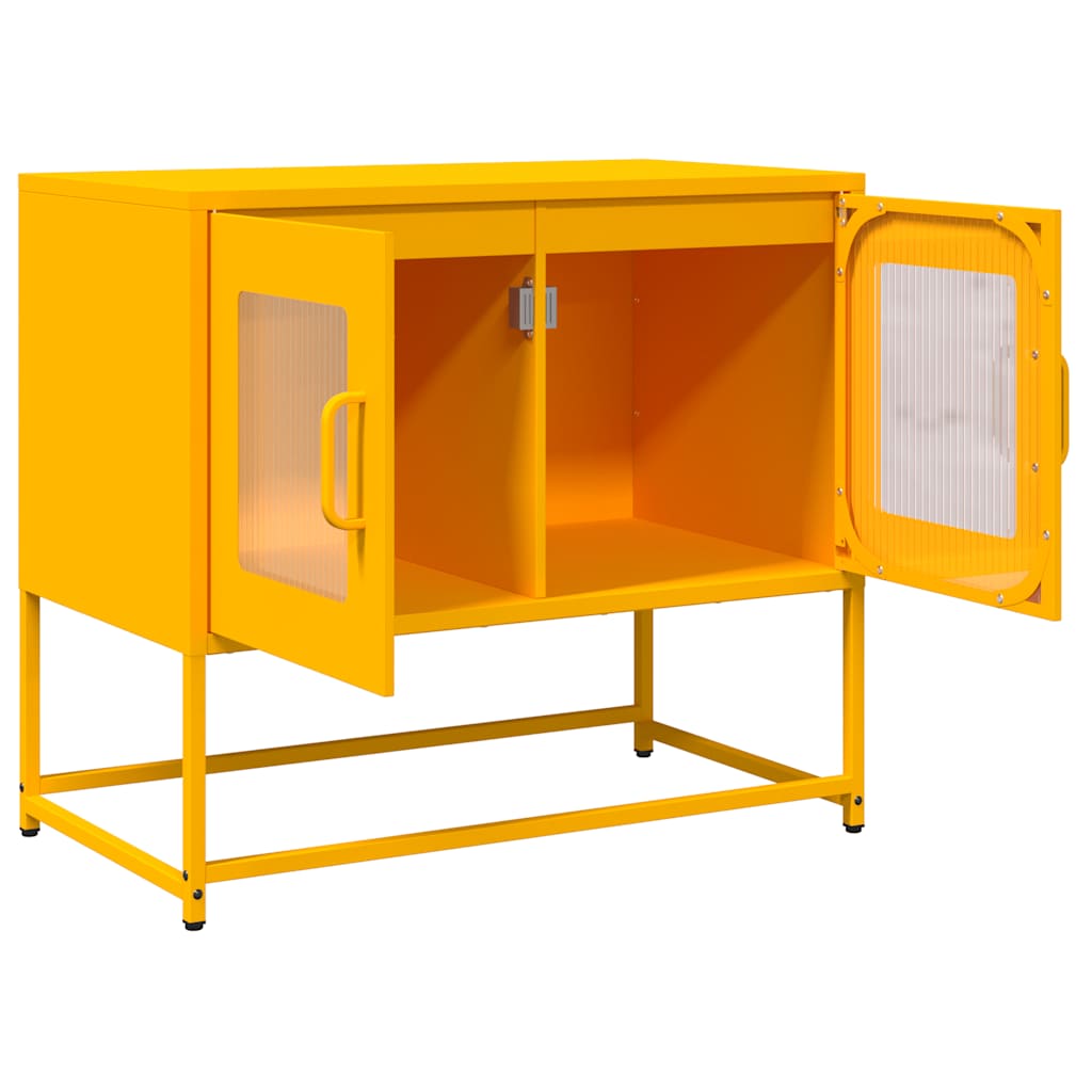 Meuble TV jaune moutarde 68x39x60,5 cm en acier laminé à froid