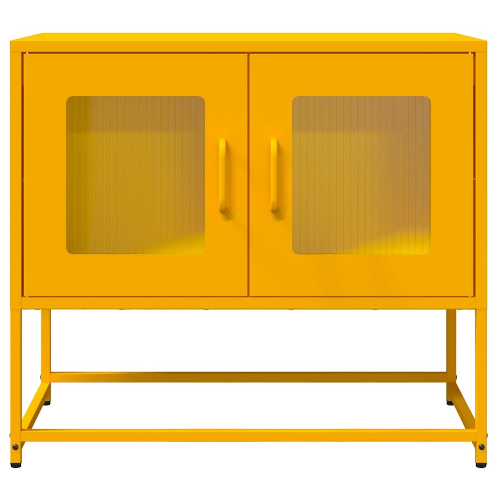 Meuble TV jaune moutarde 68x39x60,5 cm en acier laminé à froid