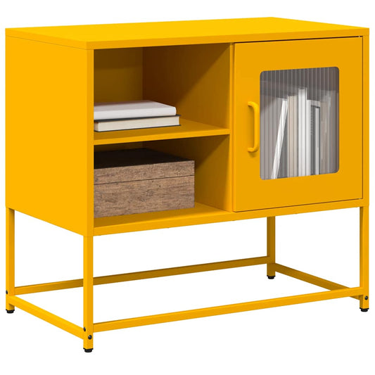 Meuble TV jaune moutarde 68x39x60,5 cm en acier