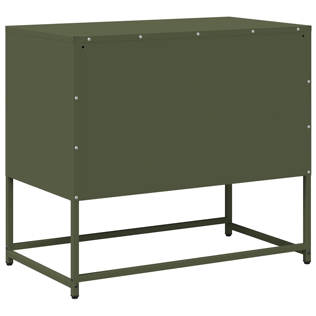 Meuble TV vert olive 68x39x60,5 cm en acier