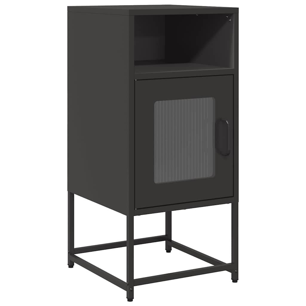 Bedside table black 36x39x78 cm cold-rolled steel