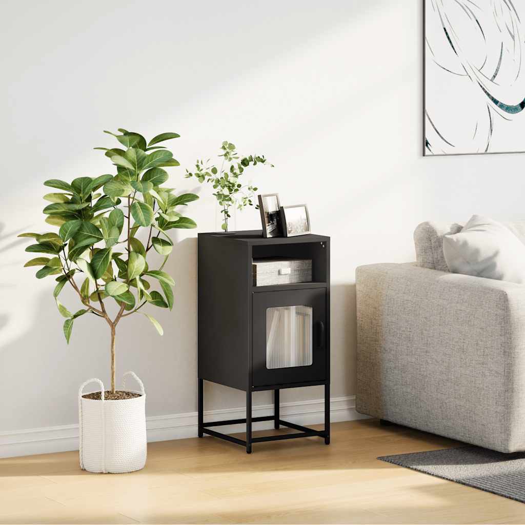 Bedside table black 36x39x78 cm cold-rolled steel