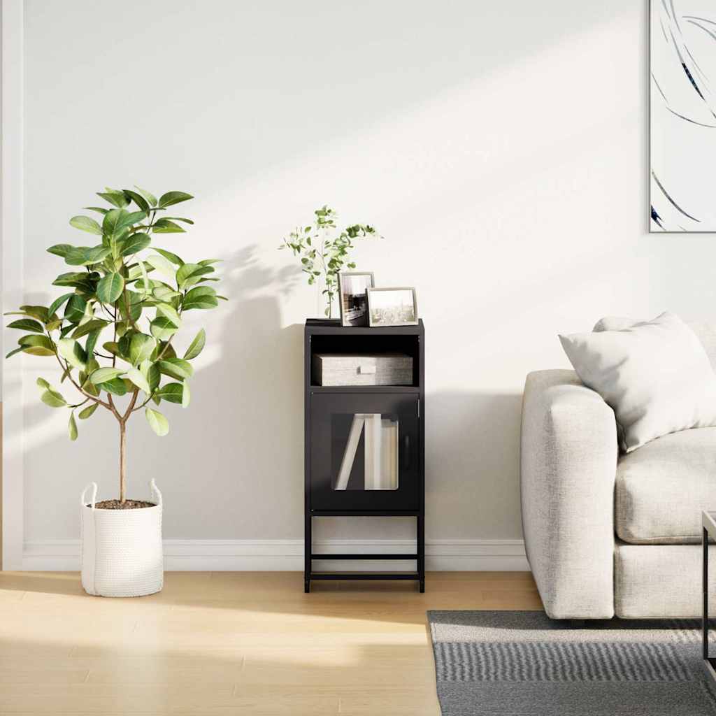 Bedside table black 36x39x78 cm cold-rolled steel