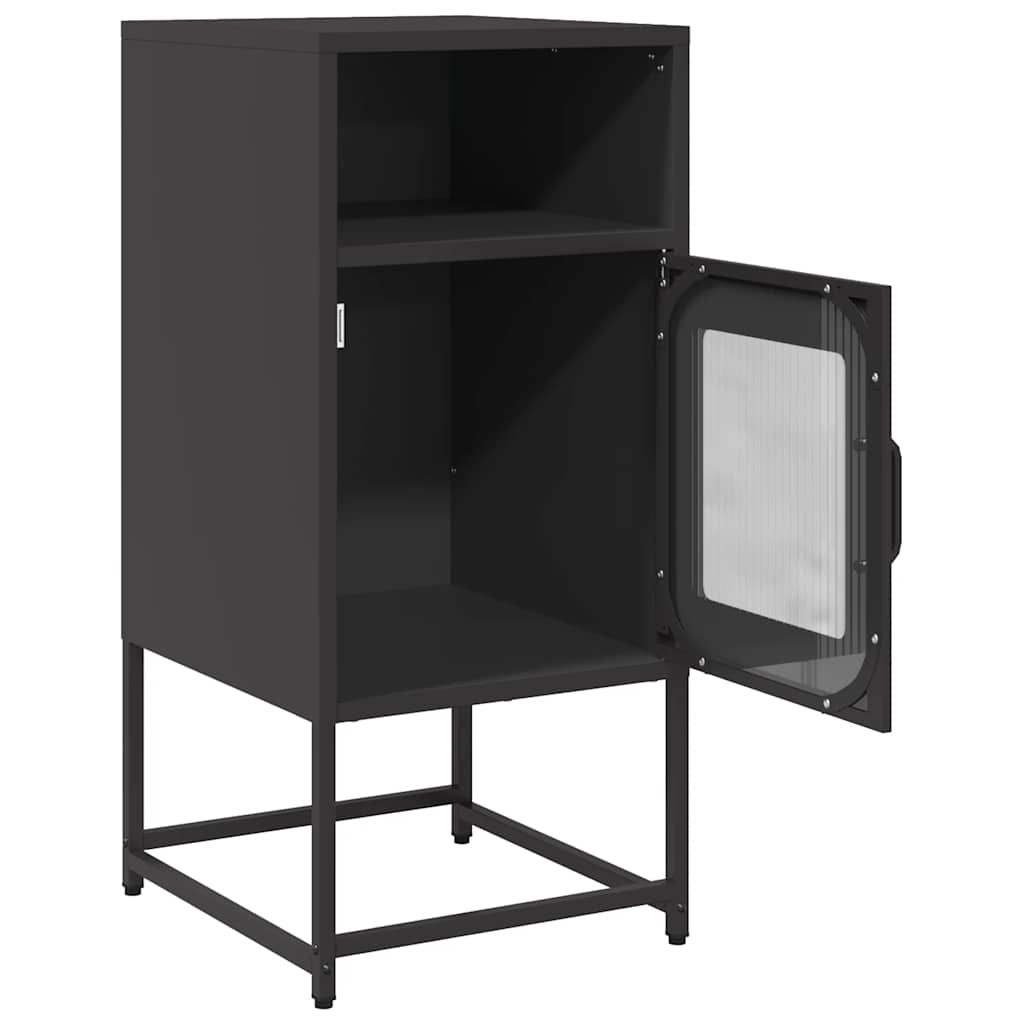 Bedside table black 36x39x78 cm cold-rolled steel