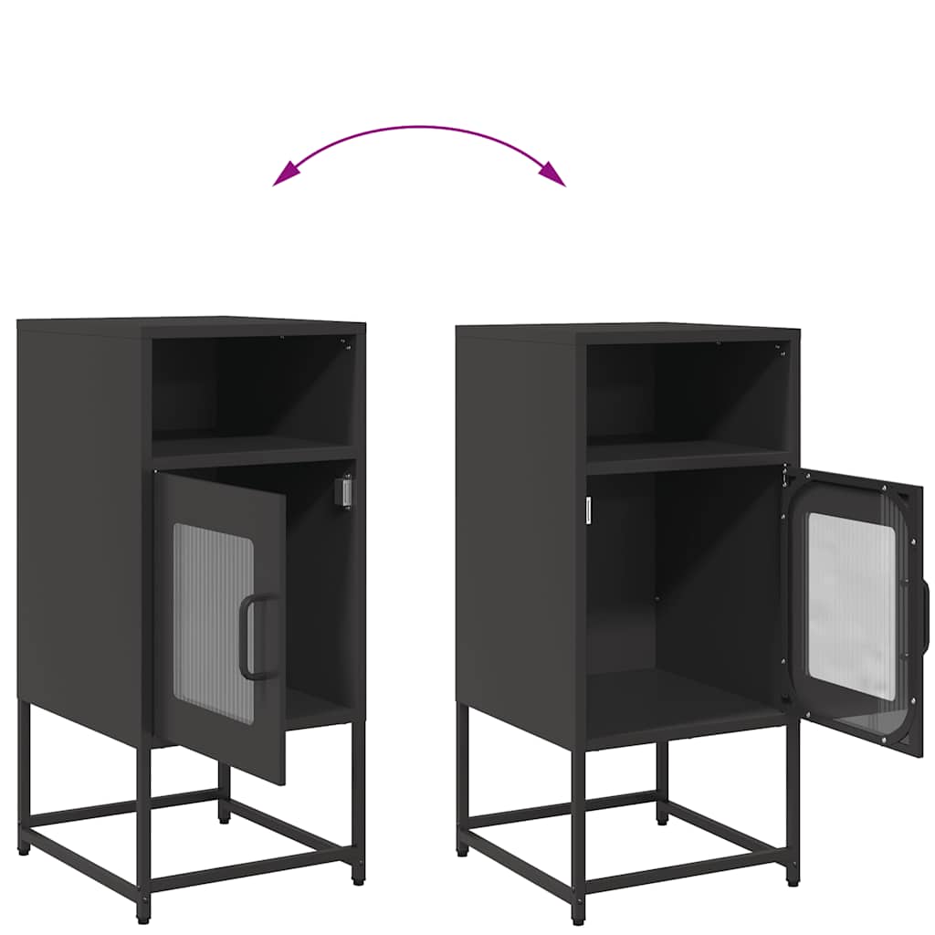 Bedside table black 36x39x78 cm cold-rolled steel