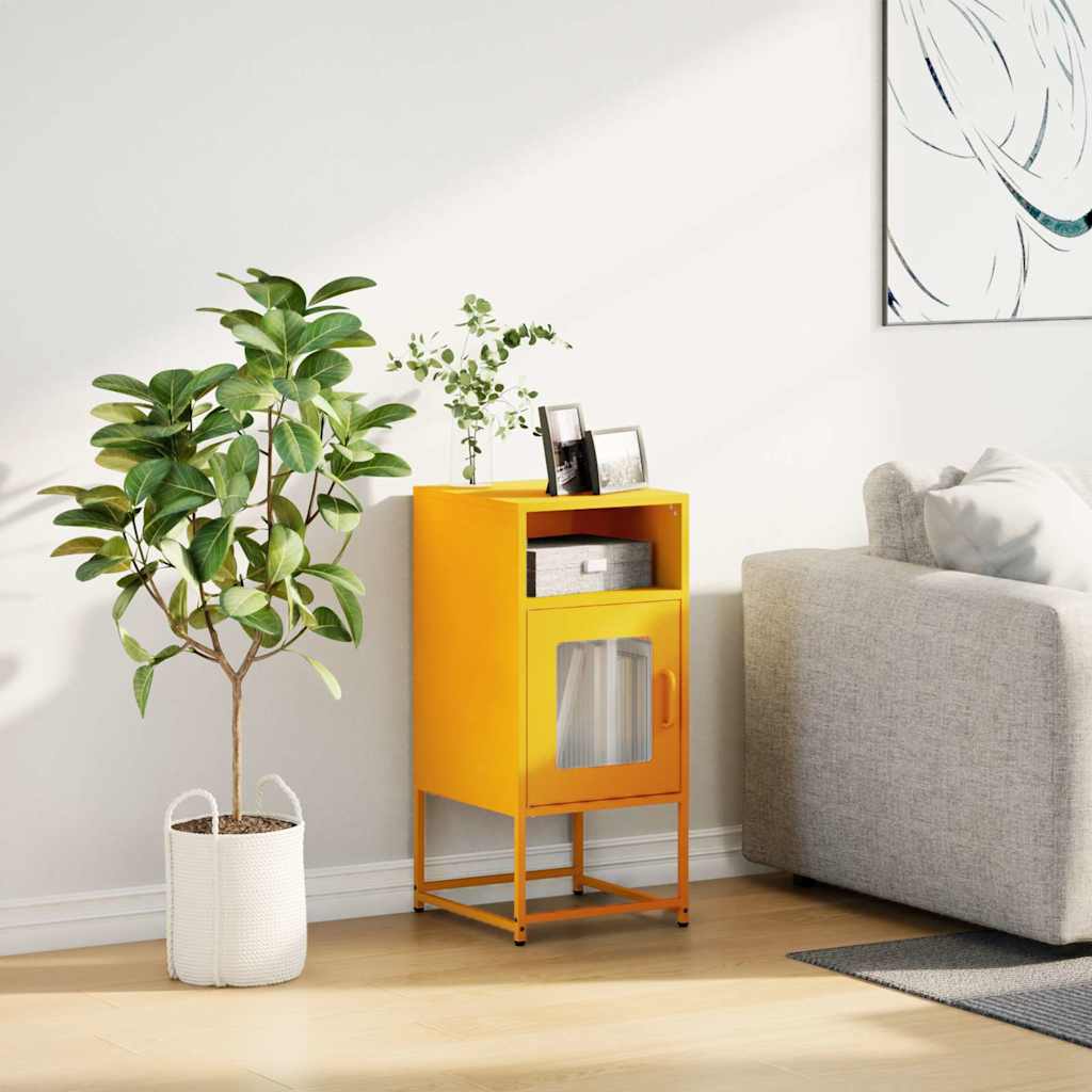 Bedside table mustard yellow 36x39x78 cm cold-rolled steel