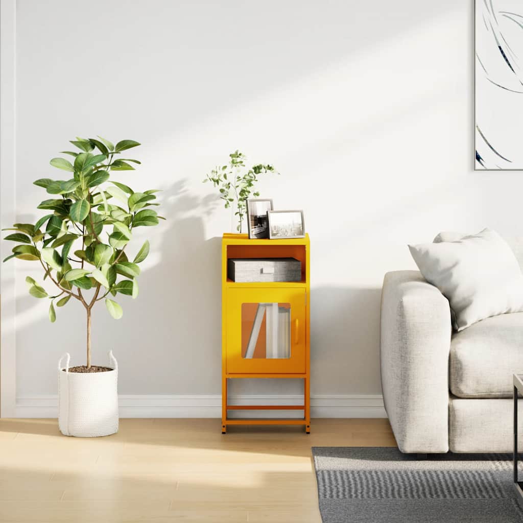 Bedside table mustard yellow 36x39x78 cm cold-rolled steel