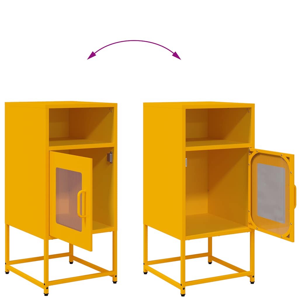 Bedside table mustard yellow 36x39x78 cm cold-rolled steel