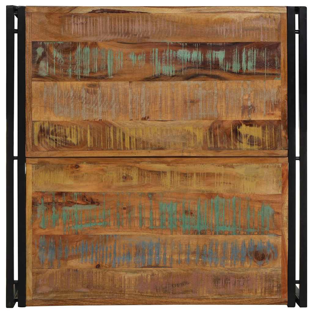 Table basse multicolore 80x80x35 cm bois de récupération bois massif