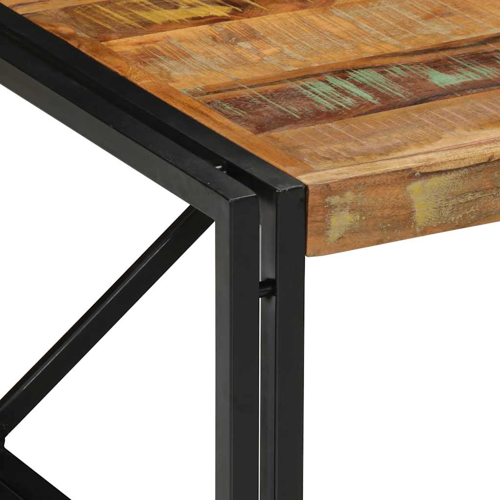 Table basse multicolore 80x80x35 cm bois de récupération bois massif