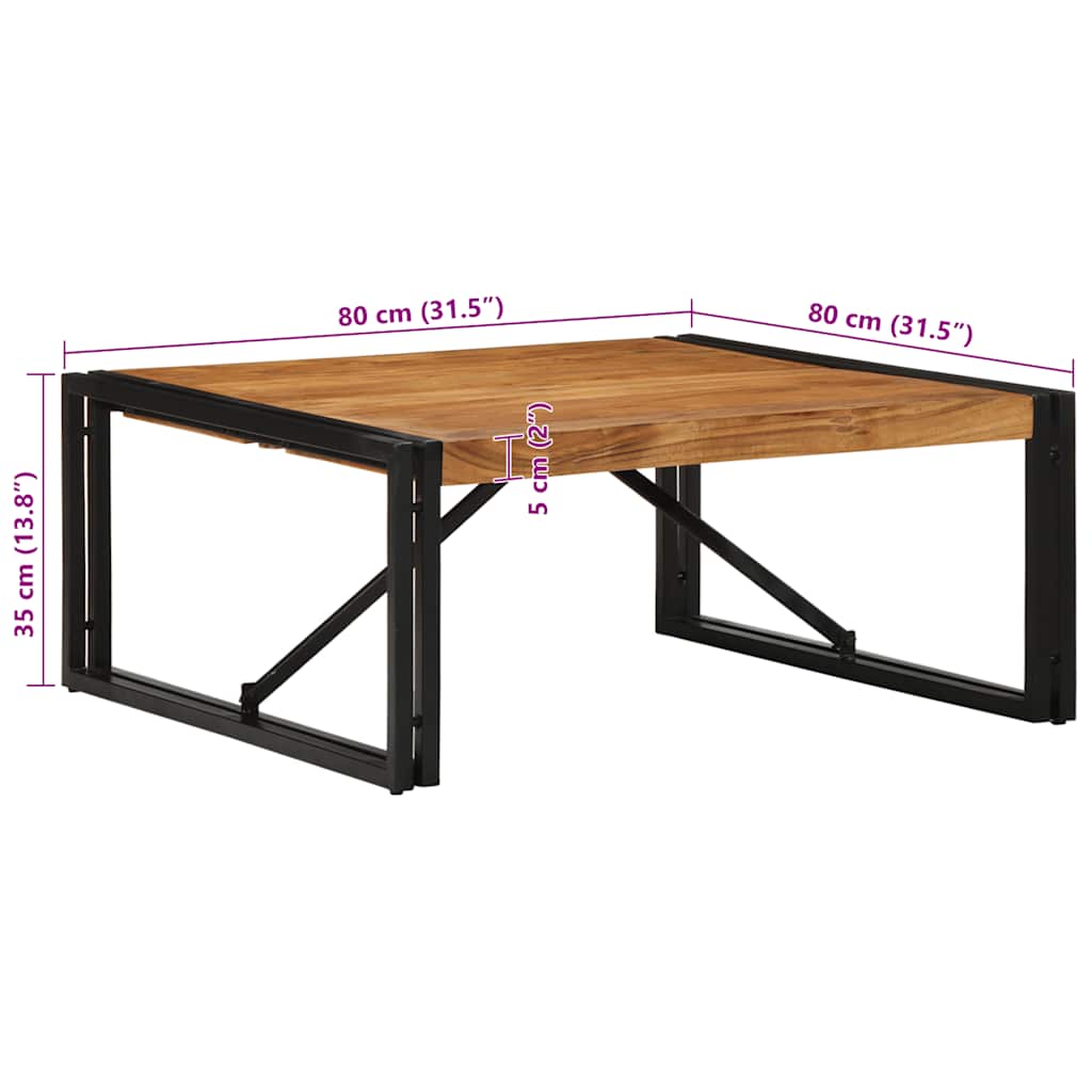 Table basse 80x80x35 cm en bois d'acacia massif