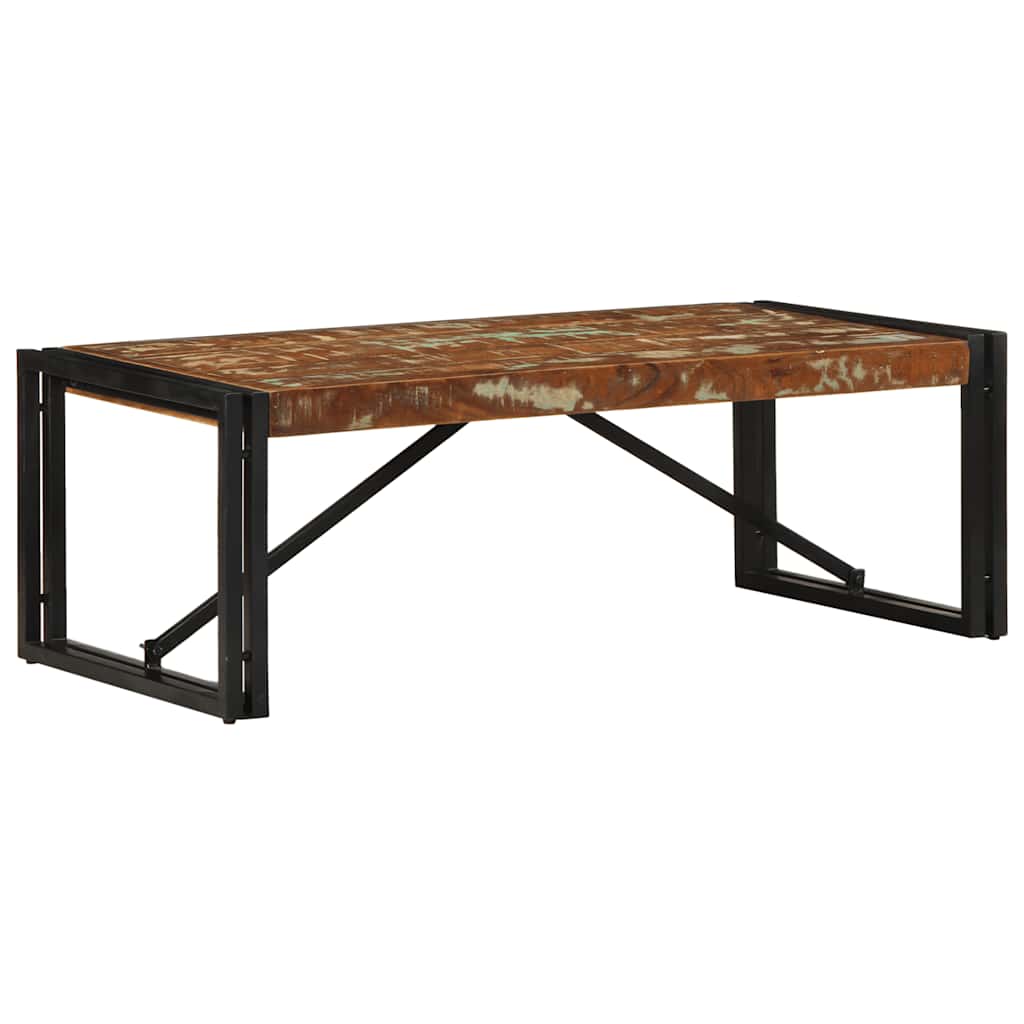 Table basse multicolore 100x50x35 cm bois de récupération bois massif