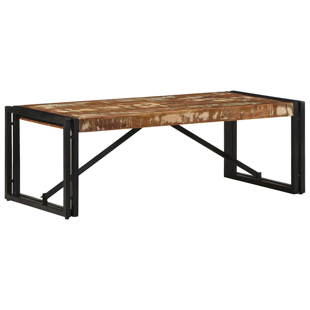 Table basse multicolore 100x50x35 cm bois de récupération bois massif