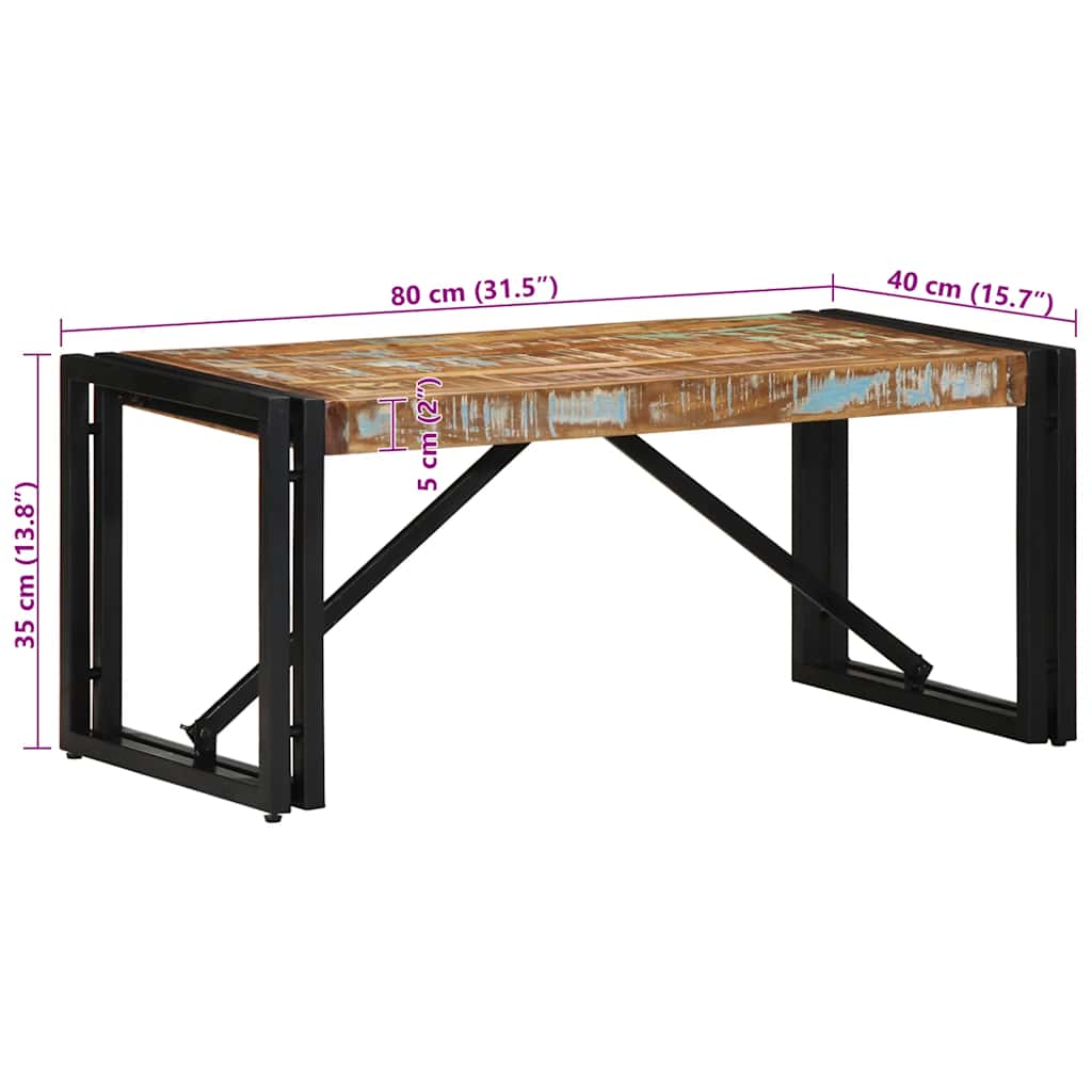Table basse multicolore 80x40x35 cm bois de récupération bois massif