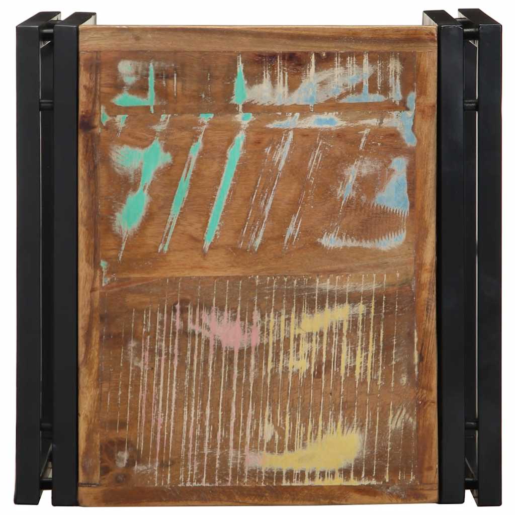 Table basse multicolore 40x40x35 cm bois de récupération bois massif