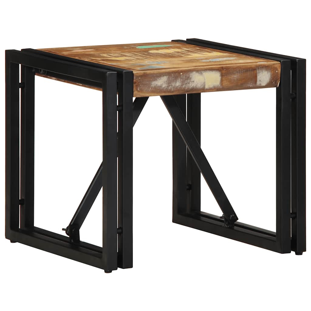 Table basse multicolore 40x40x35 cm bois de récupération bois massif