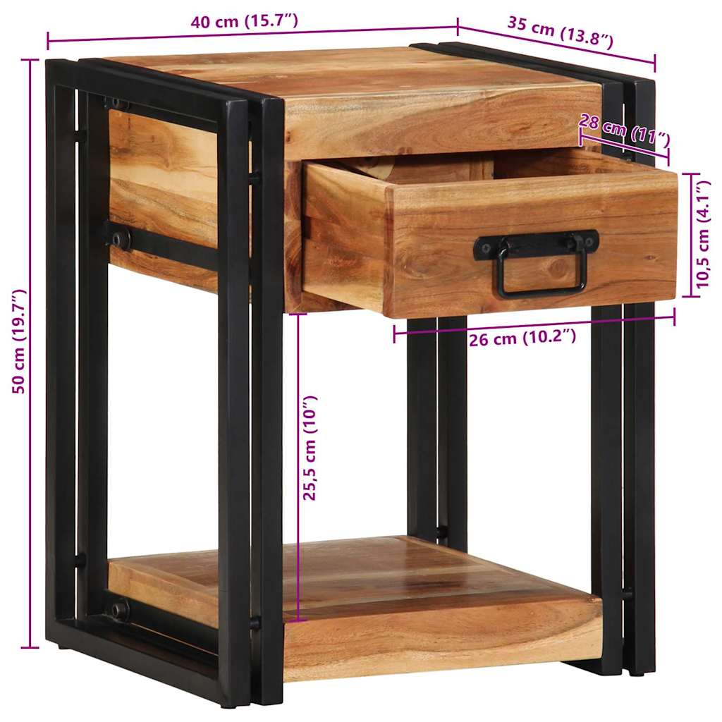 Nachttisch 2 stk. Braun 40 x 35 x 50 cm Massivholz Akazie