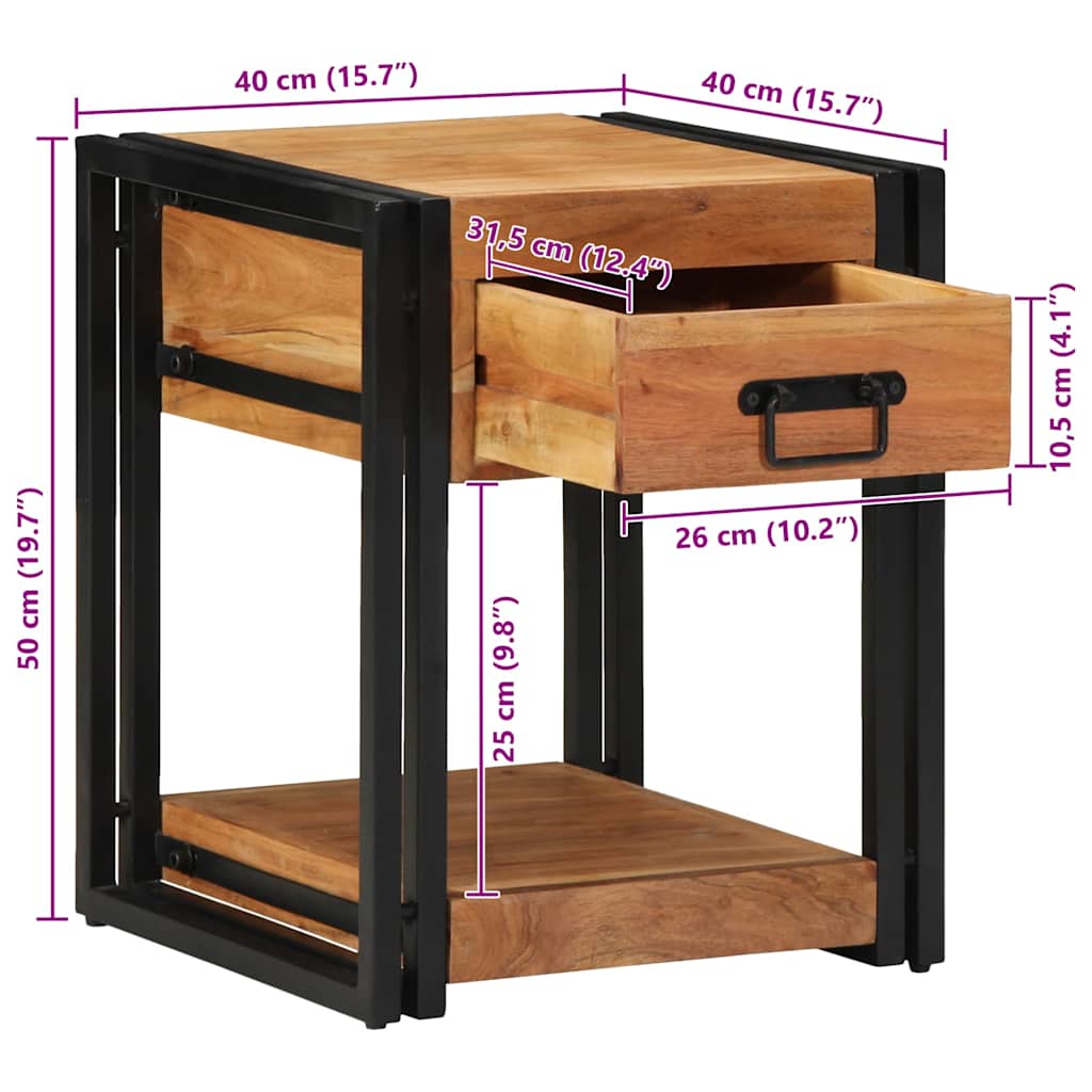 Nachttisch 2 stk. Braun 40 x 40 x 50 cm Massivholz Akazie