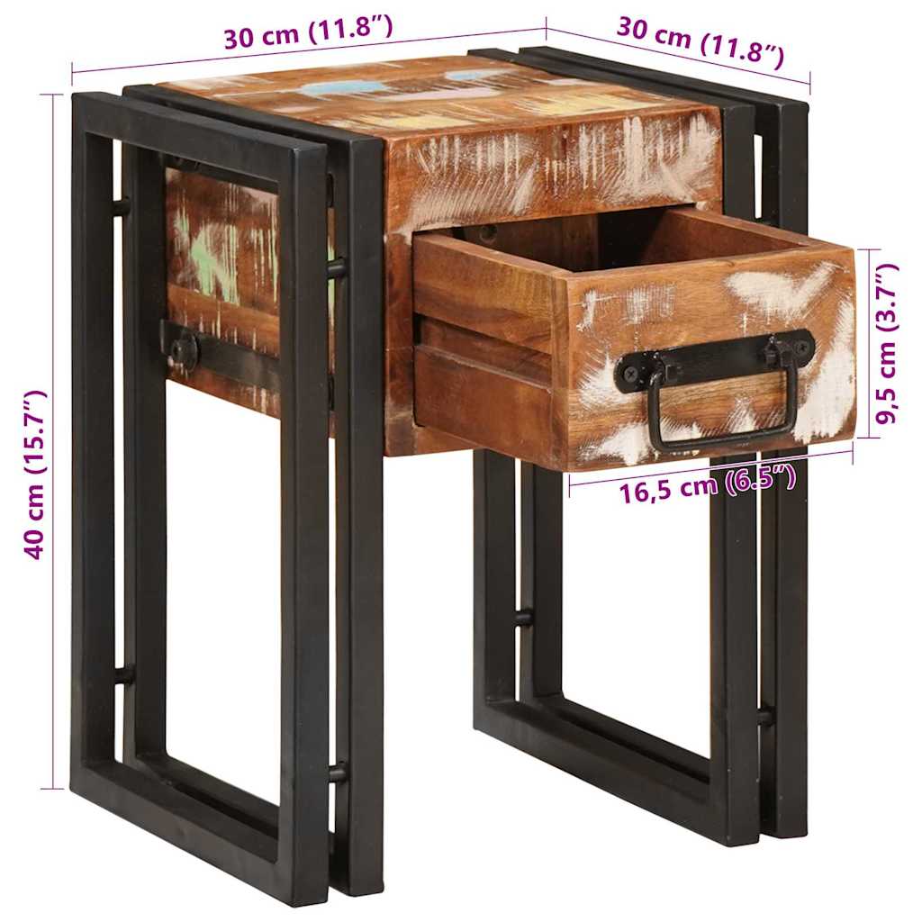 Beistelltisch 30 x 30 x 40 cm Massives upgecyceltes Holz