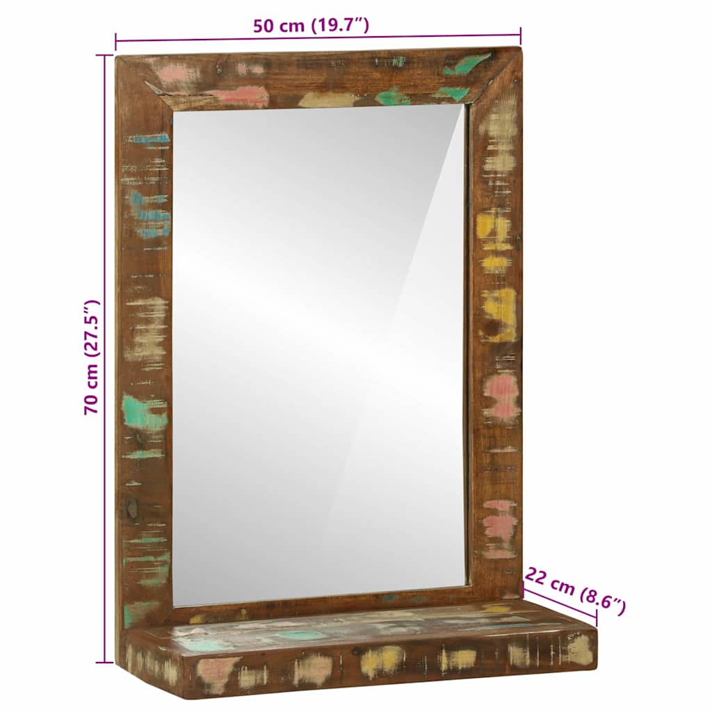 Badezimmer Spiegel mit Regal Braun Massives upgecyceltes Holz