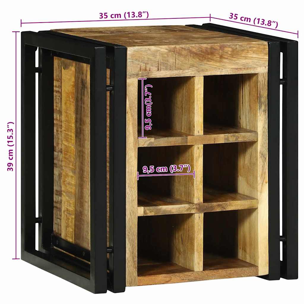 Weinregal Braun und Schwarz 35 x 35 x 39 cm Massivholz Mango