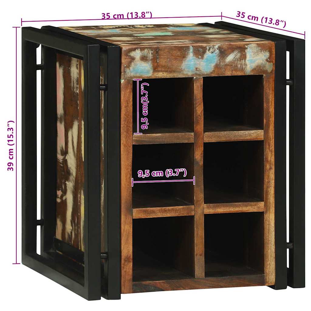 Weinregal 35 x 35 x 39 cm Massives upgecyceltes Holz