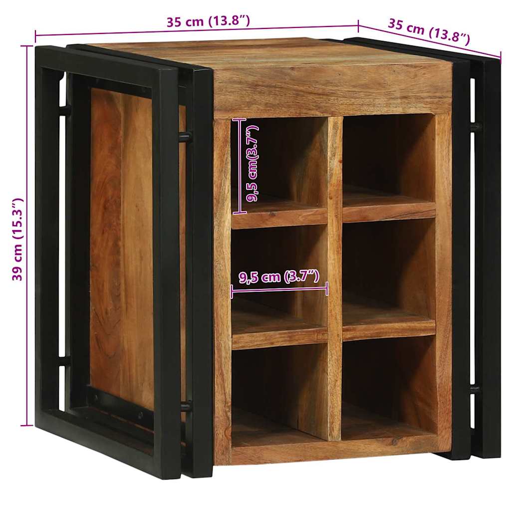 Weinregal Braun und Schwarz 35 x 35 x 39 cm Massivholz Akazie