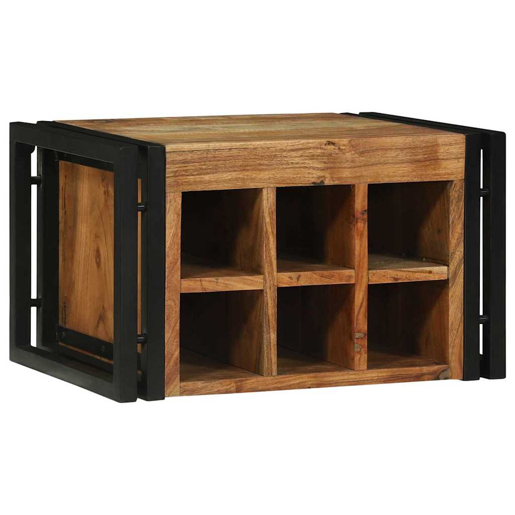 Weinregal Braun und Schwarz 46 x 35 x 27,5 cm Massivholz Akazie