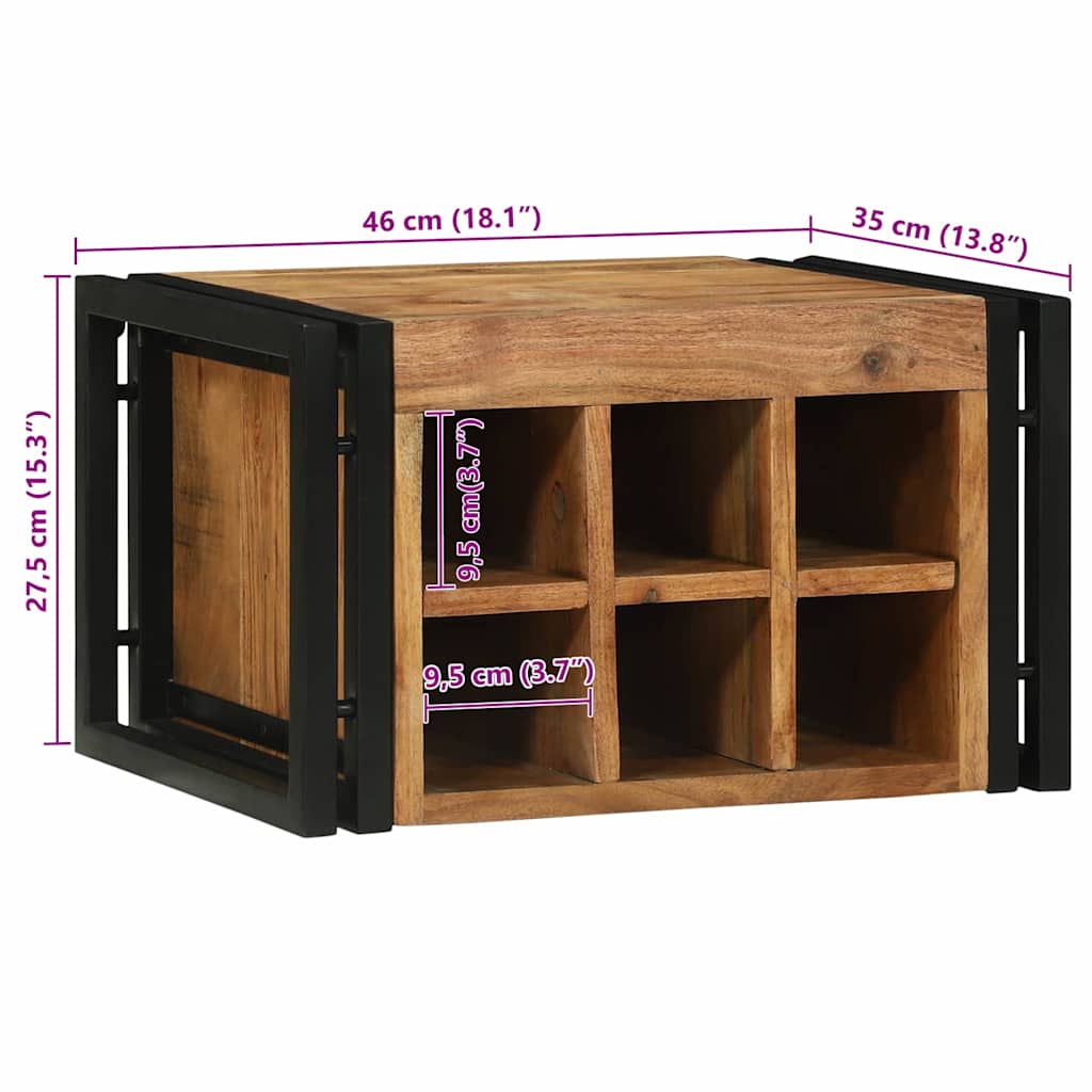 Weinregal Braun und Schwarz 46 x 35 x 27,5 cm Massivholz Akazie