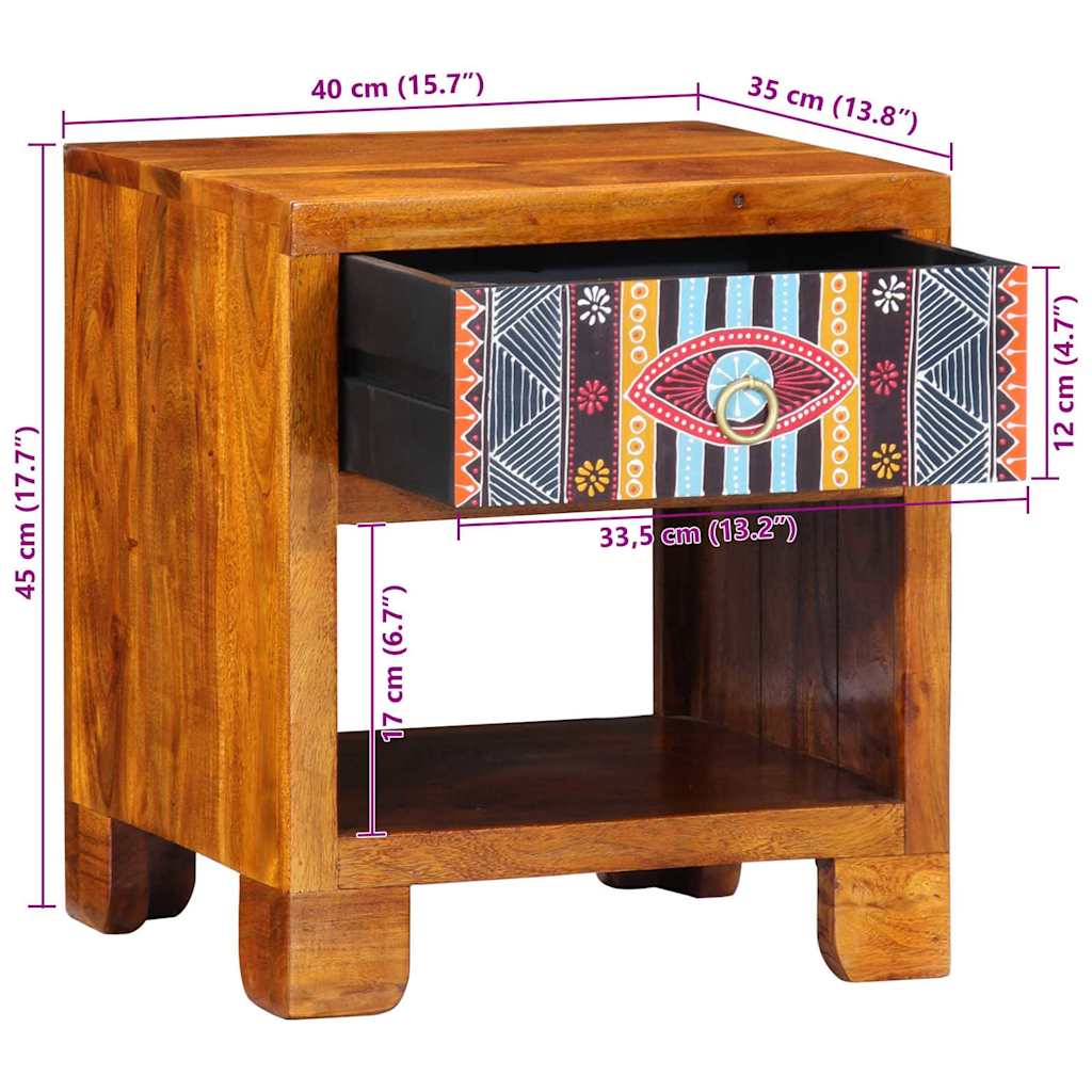 Sideboard Mehrfarbig 40 x 35 x 45 cm Massivholz Akazie