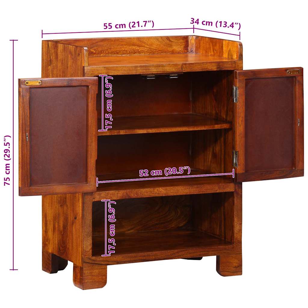 Schuhschrank mit Regal Braun 55 x 35 x 75 cm Massivholz Akazie