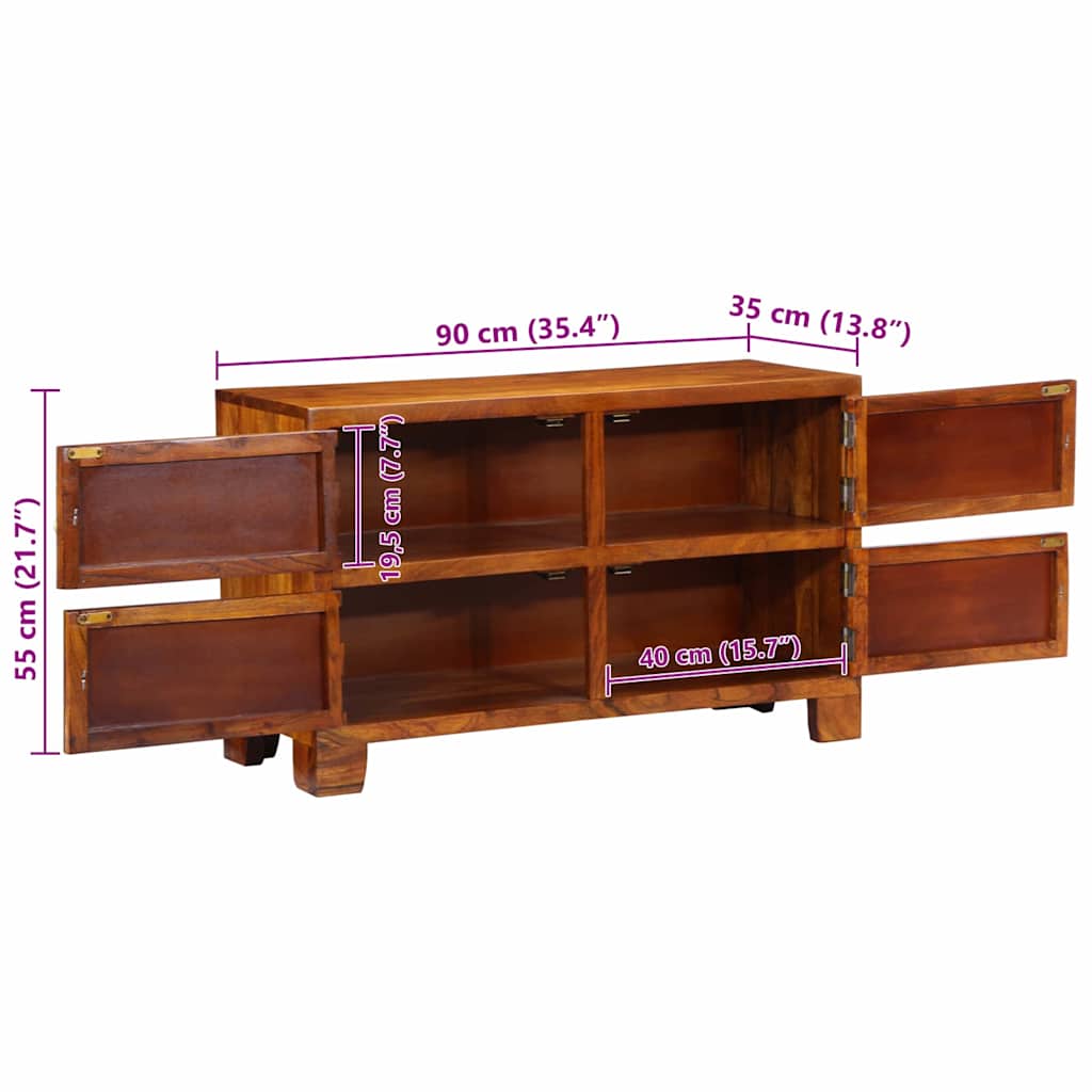 Schuhschrank mit Tür Braun 90 x 35 x 55 cm Massivholz Akazie