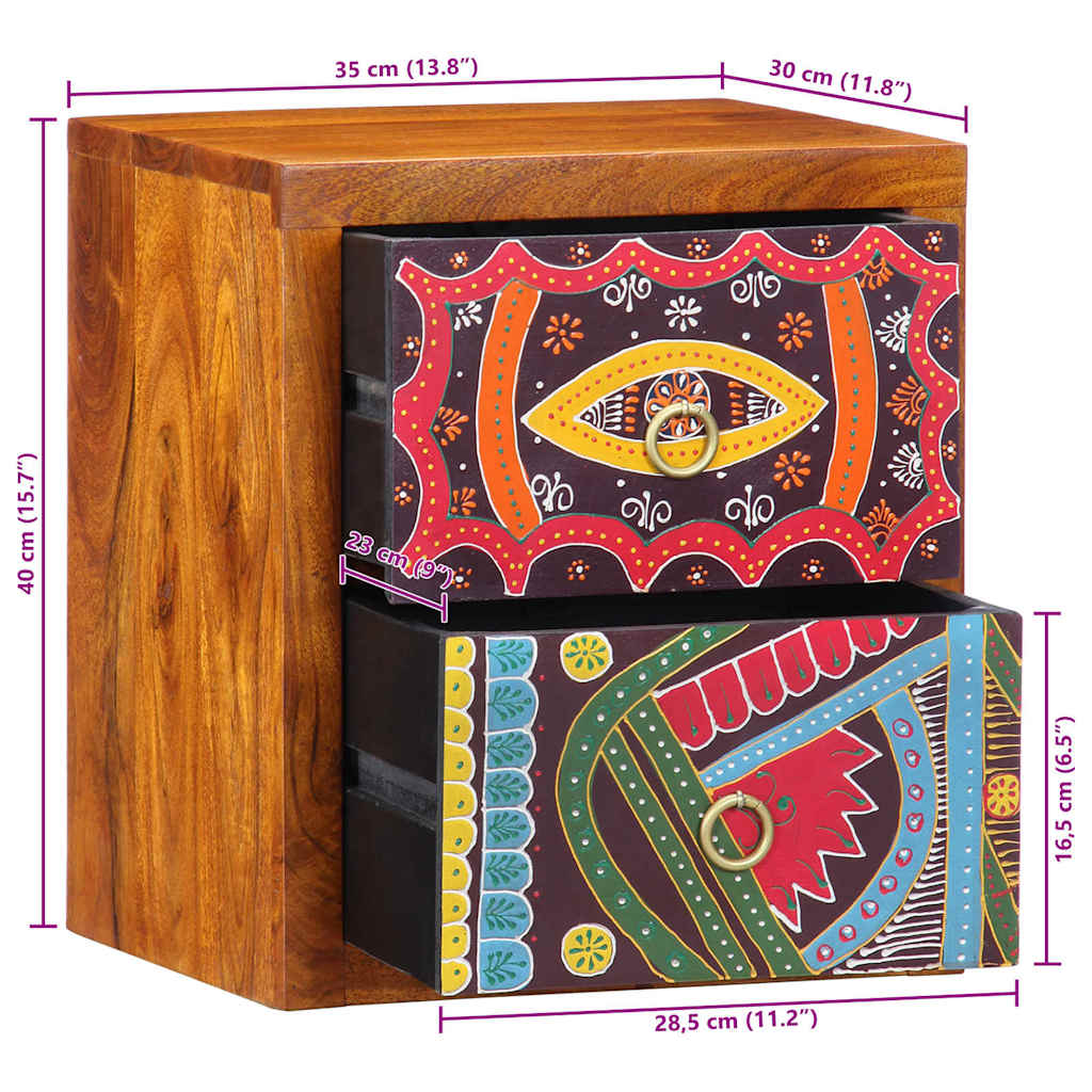 Nachttisch Braun 35 x 30 x 40 cm Massivholz Akazie