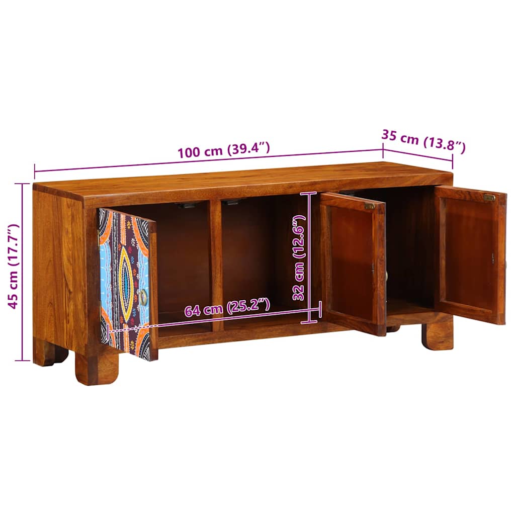 Schuhbank mit Tür Honigbraun 100 x 35 x 45 cm Akazienmassivholz