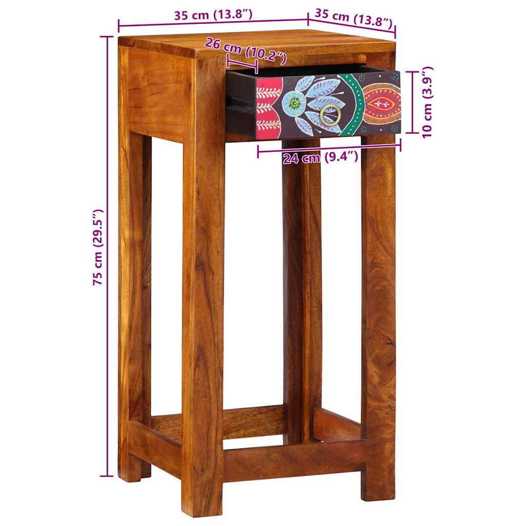 Florale Endtabelle mit Schubladen Braun 35 x 35 x 75 cm