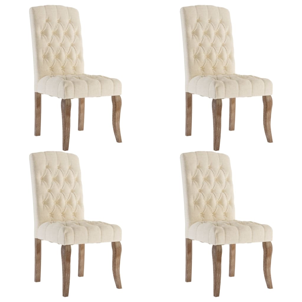 Esszimmerstühle 4 Stk. Beige Leinenoptik Stoff