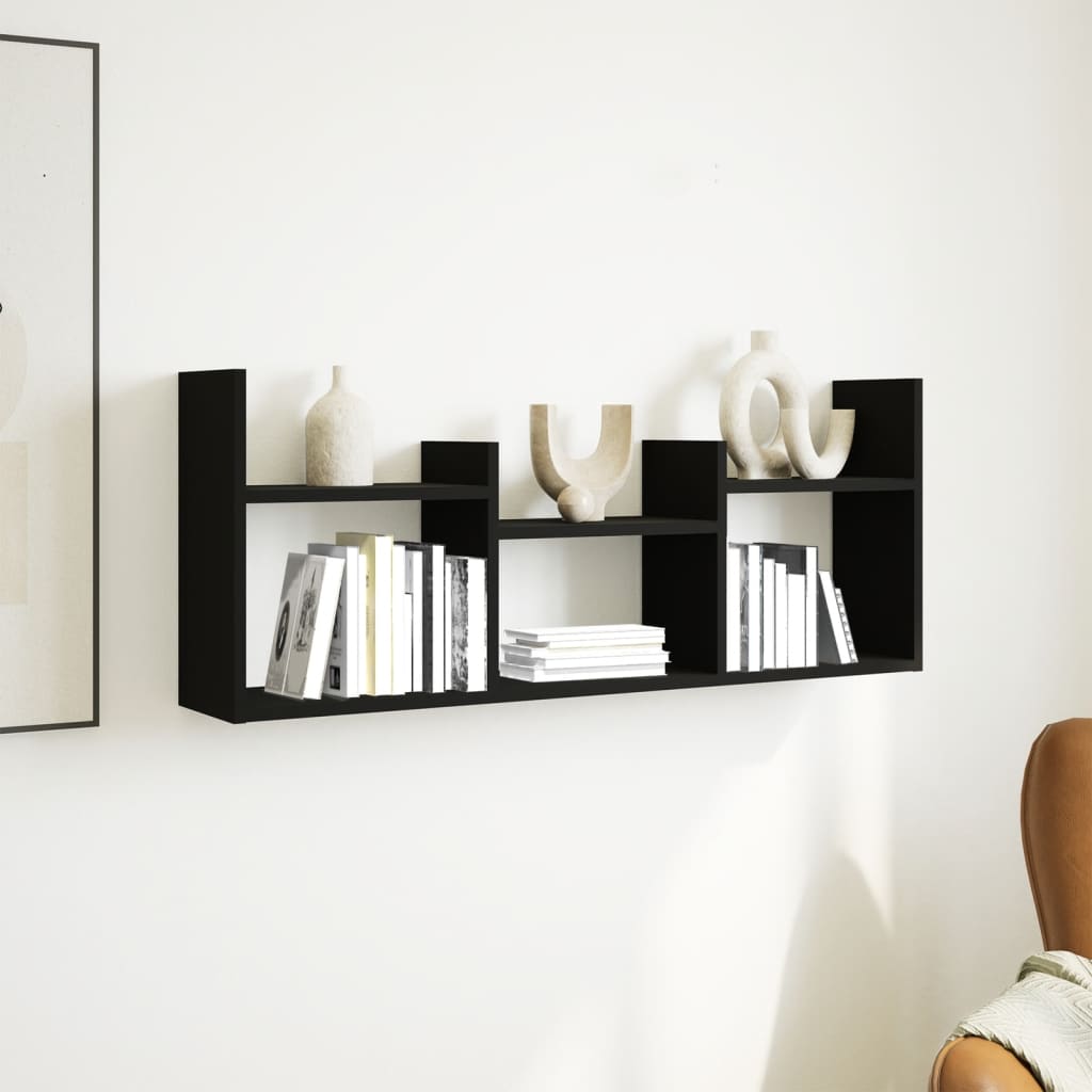 Wall Cabinet 100x18x40 cm Black Wood Material