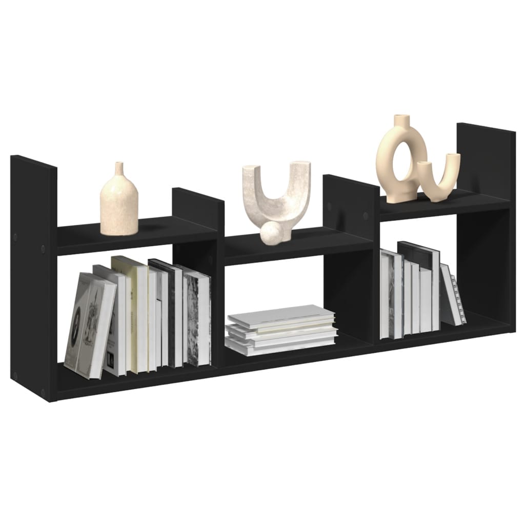 Wall Cabinet 100x18x40 cm Black Wood Material