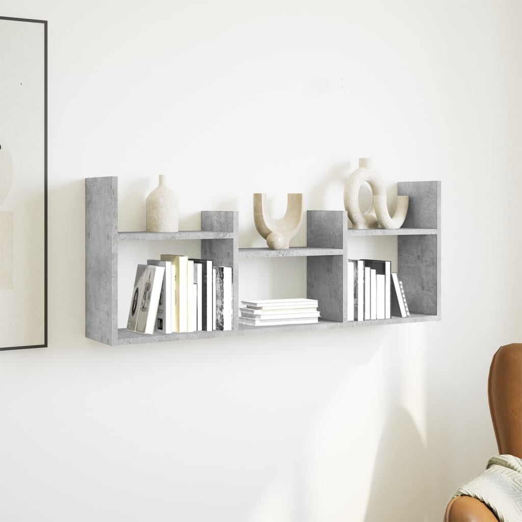 Wall Cabinet 100x18x40 cm Concrete Grey Wood Material