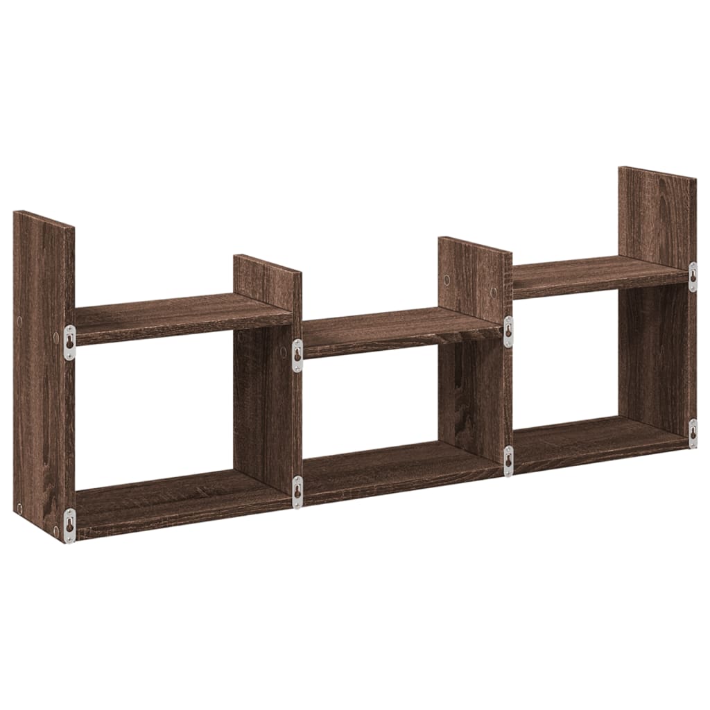 Wall Cabinet 100x18x40 cm Brown Oak Look Wood Material