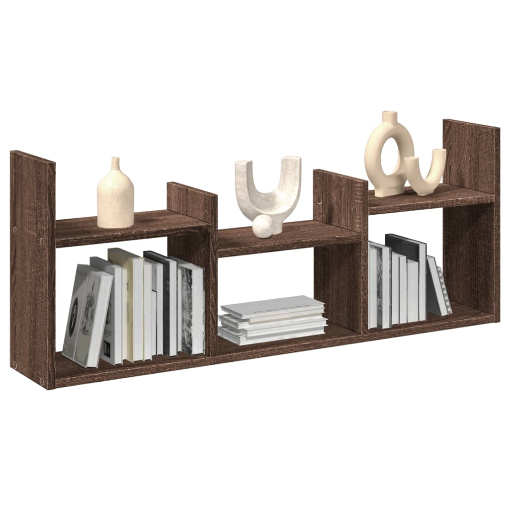 Wall Cabinet 100x18x40 cm Brown Oak Look Wood Material