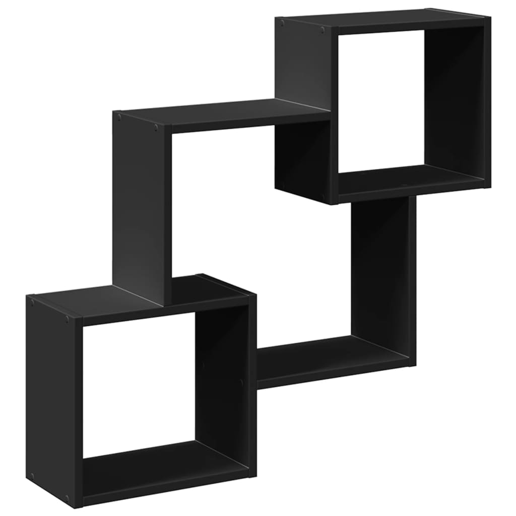 Wall Cabinet 78x18x71 cm Black Wood Material