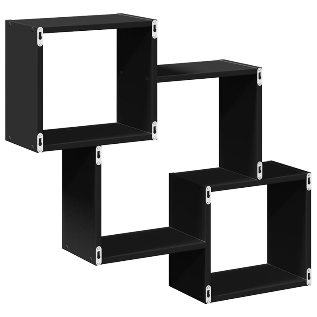 Wall Cabinet 78x18x71 cm Black Wood Material