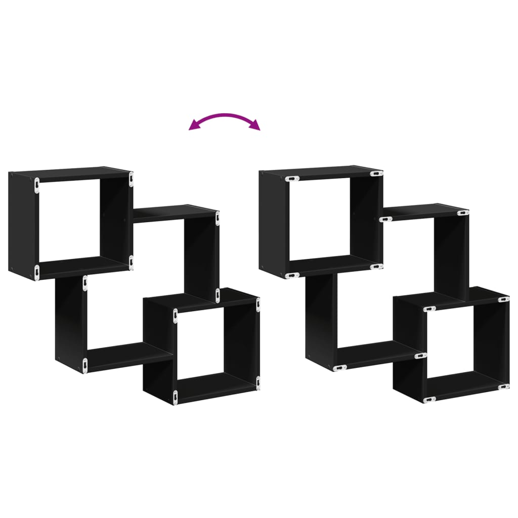Wall Cabinet 78x18x71 cm Black Wood Material