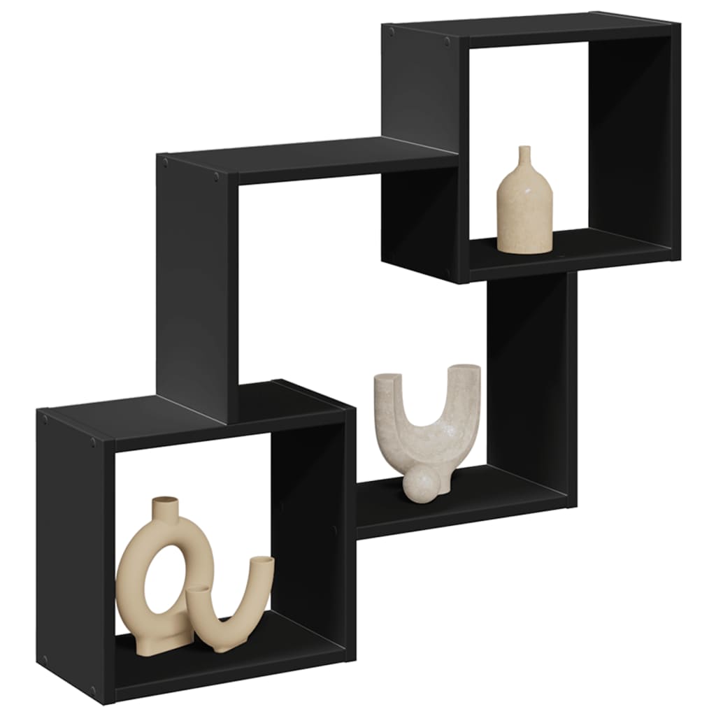 Wall Cabinet 78x18x71 cm Black Wood Material