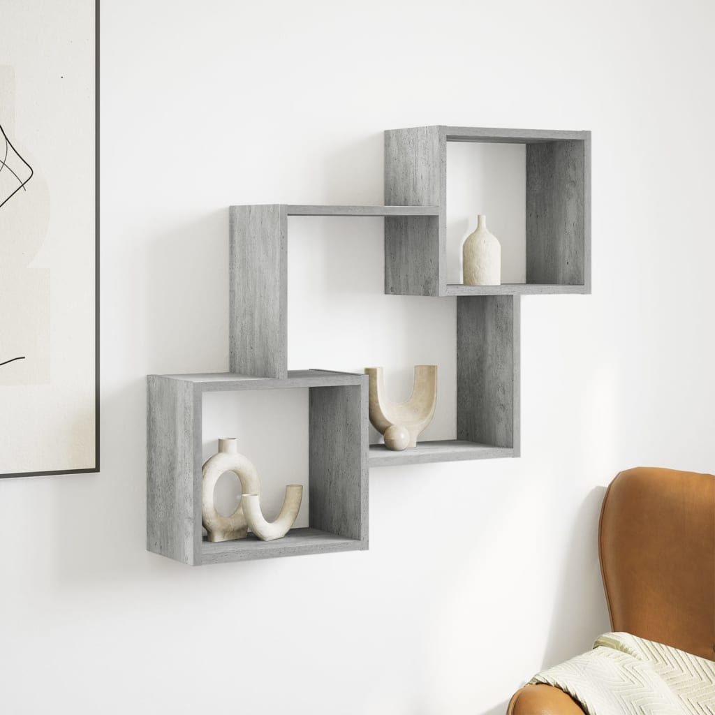 Wall Cabinet 78x18x71 cm Concrete Grey Wood Material