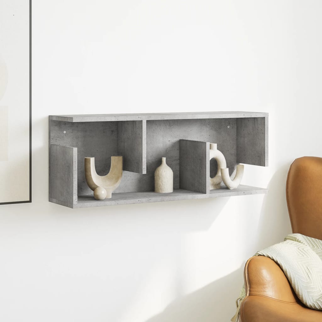 Wall Cabinet 80x20x30 cm Concrete Grey Wood Material