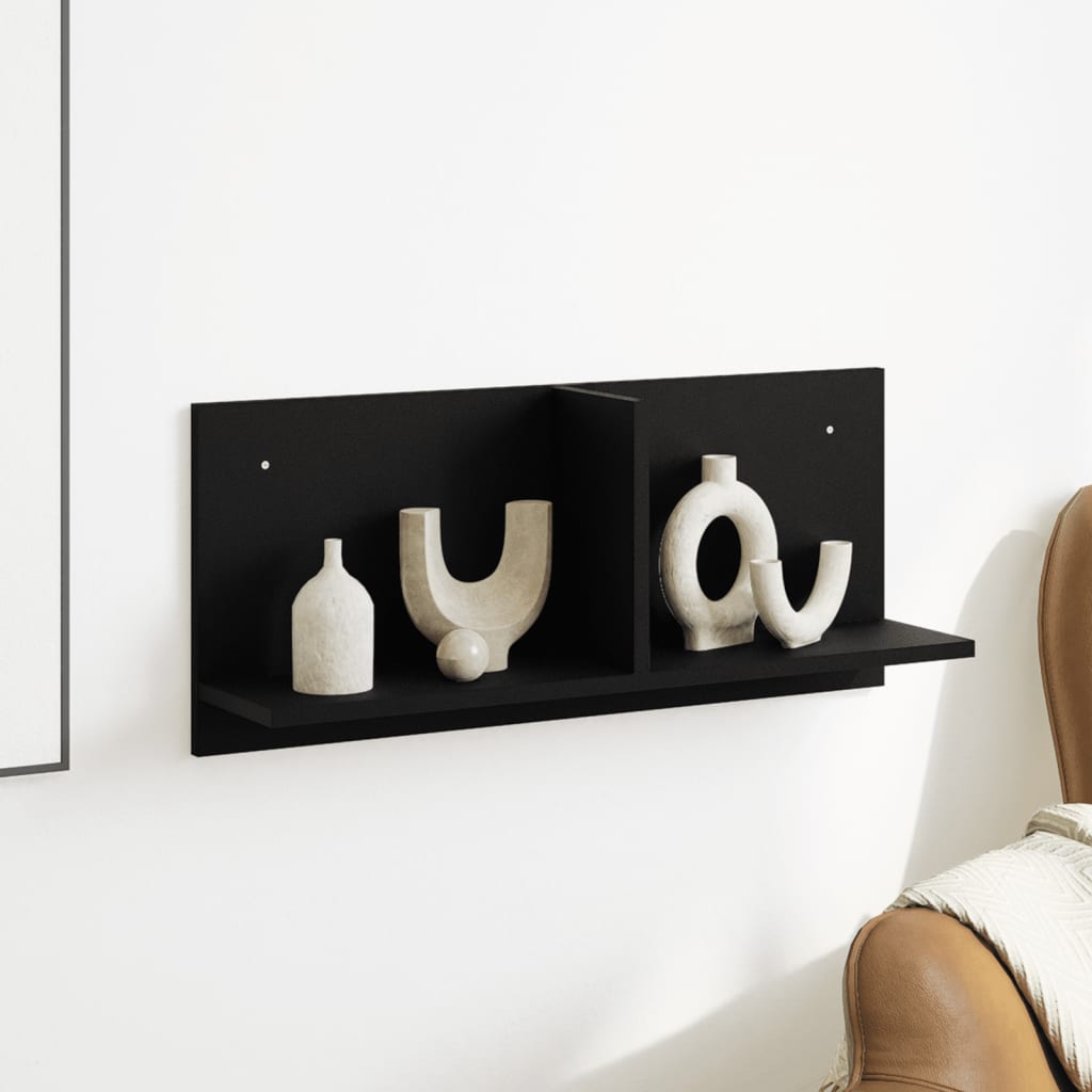 Wall Cabinet 70x16.5x30 cm Black Wood Material