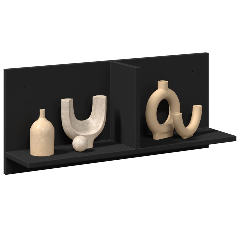 Wall Cabinet 70x16.5x30 cm Black Wood Material